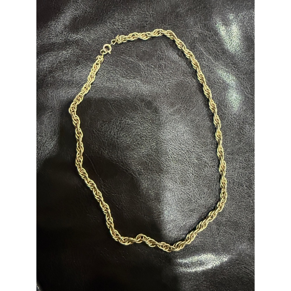 Gold Rope Chain Necklace‎ Twisted Link Clasp Choker Style